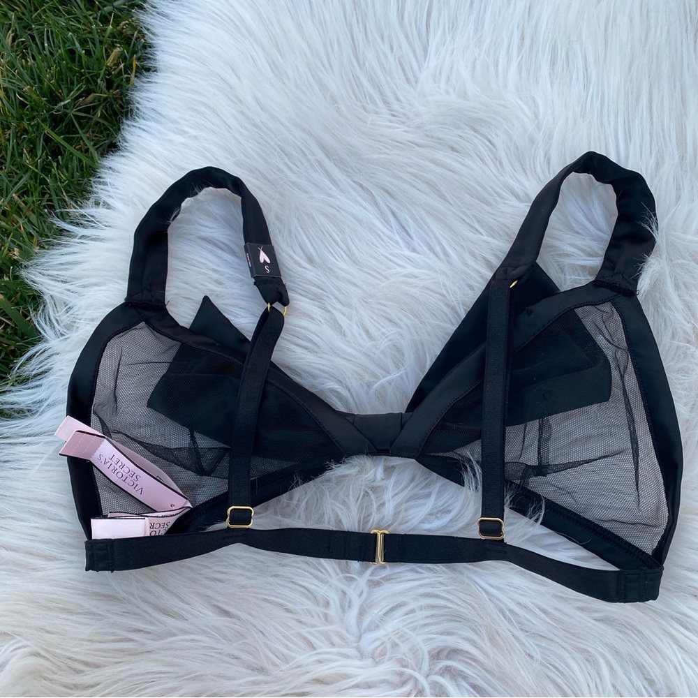 Victoria's Secret Dream Angels Bra Bralette Mesh Satin Bow Black small - Picture 6 of 9